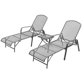 vidaXL Sun Loungers 2 pcs with Table Steel Anthracite