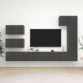 vidaXL 8 Piece TV Cabinet Set Grey Chipboard