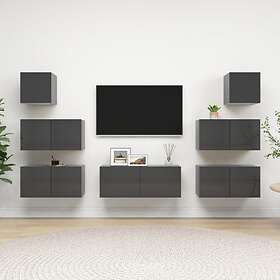 vidaXL 7 Piece TV Cabinet Set High Gloss Grey Chipboard