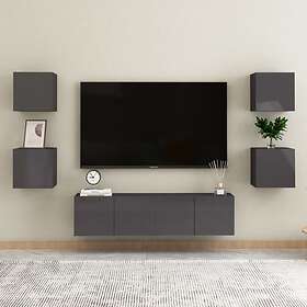vidaXL 6 Piece TV Cabinet Set High Gloss Grey Chipboard