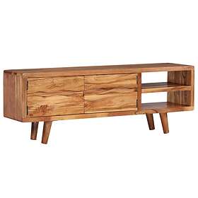 vidaXL TV Cabinet Solid Acacia Wood with Carved Doors 117x30x40 cm