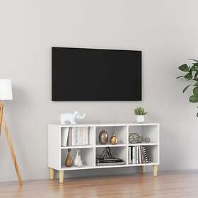 vidaXL TV Cabinet with Solid Wood Legs High Gloss White 103.5x30x50 cm