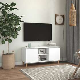 vidaXL TV Cabinet with Solid Wood Legs White 103.5x35x50 cm