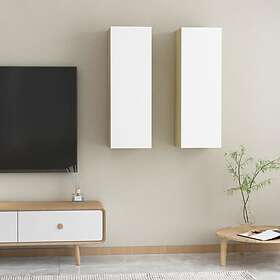 vidaXL TV Cabinets 2 pcs White and Sonoma Oak 30.5x30x90 cm Chipboard