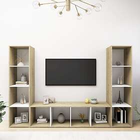 vidaXL TV Cabinets 3 pcs White & Sonoma Oak 142.5x35x36.5 cm Chipboard