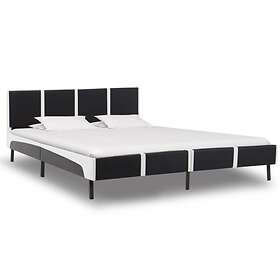 vidaXL Bed Frame Black and White Faux Leather 150x200 cm