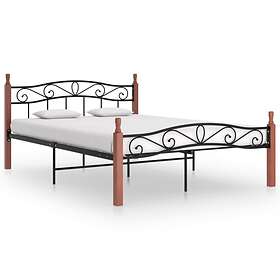 VidaXL Bed Frame Black Metal And Solid Oak Wood 140x200 Cm Best Price ...