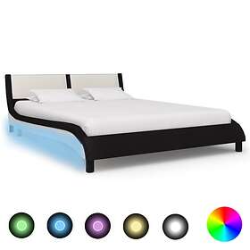 vidaXL Bed Frame with LED Black and White Faux Leather 135x190 cm