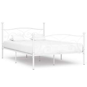 vidaXL Bed Frame with Slatted Base White Metal 120x200 cm