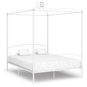 vidaXL Canopy Bed Frame White Metal 180x200 cm