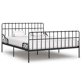 vidaXL Bed Frame with Slatted Base Black Metal 200x200 cm