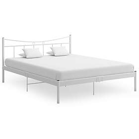 vidaXL Bed Frame White Metal and Plywood 140x200 cm