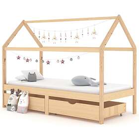 vidaXL Kids Bed Frame with Drawers Solid Pine Wood 90x200 cm