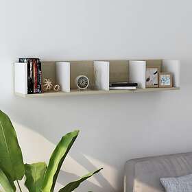 vidaXL CD Wall Shelf White and Sonoma Oak 100x18x18 cm Chipboard