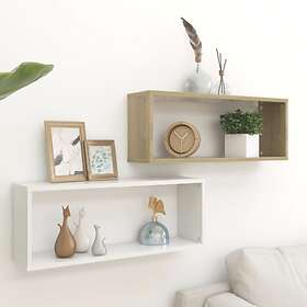 vidaXL Wall Cube Shelves 2 pcs White and Sonoma Oak 60x15x23 cm Chipboard