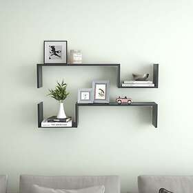 vidaXL Wall Shelves 2 pcs Grey 100x15x20 cm Chipboard
