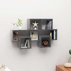 vidaXL Car-shaped Wall Shelf High Gloss Grey 82x15x51 cm Chipboard