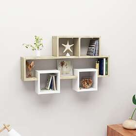 vidaXL Car-shaped Wall Shelf White & Sonoma Oak 82x15x51 cm Chipboard
