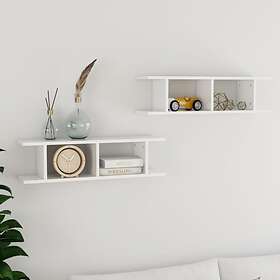vidaXL Wall Shelves 2 pcs High Gloss White 78x18x20 cm Chipboard