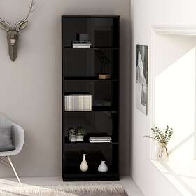 vidaXL 5-Tier Book Cabinet High Gloss Black 60x24x175 cm Chipboard