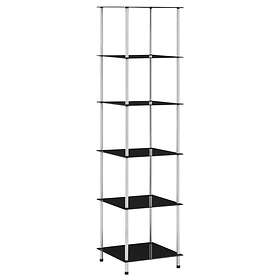 vidaXL 6-Tier Shelf Black 40x40x160 cm Tempered Glass