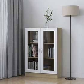 vidaXL Vitrine Cabinet White and Sonoma Oak 82.5x30.5x115 cm Chipboard