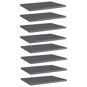vidaXL Bookshelf Boards 8 pcs High Gloss Grey 40x30x1.5 cm Chipboard