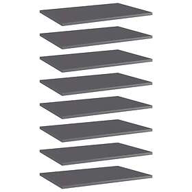 vidaXL Bookshelf Boards 8 pcs High Gloss Grey 60x40x1.5 cm Chipboard