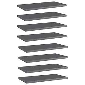 vidaXL Bookshelf Boards 8 pcs High Gloss Grey 40x20x1.5 cm Chipboard