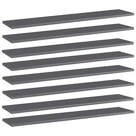 vidaXL Bookshelf Boards 8 pcs High Gloss Grey 100x20x1.5 cm Chipboard