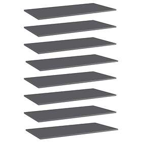 vidaXL Bookshelf Boards 8 pcs High Gloss Grey 80x20x1.5 cm Chipboard
