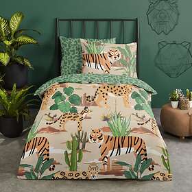 Good Morning Kids Duvet Cover Felines 140x200/220 cm Sand And Green