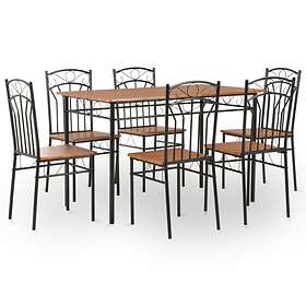 vidaXL 7 Piece Dining Set MDF and Steel Brown