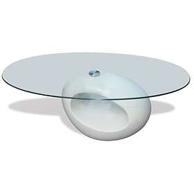 vidaXL Kahvipöytä with Oval Glass Top High Gloss White