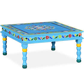 vidaXL Coffee Table Solid Mango Wood Turquoise Hand Painted