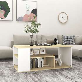 vidaXL Coffee Table White and Sonoma Oak 100x50x40 cm Chipboard