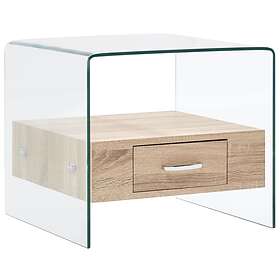 vidaXL Kahvipöytä with Drawer 50x50x45 cm Tempered Glass