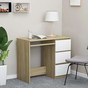 vidaXL Desk White and Sonoma Oak 90x45x76 cm Chipboard