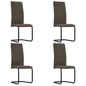 vidaXL Cantilever Dining Chairs 4 pcs Brown Fabric