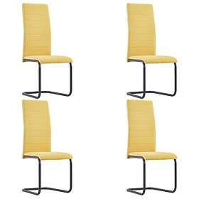 vidaXL Cantilever Dining Chairs 4 pcs Yellow Fabric