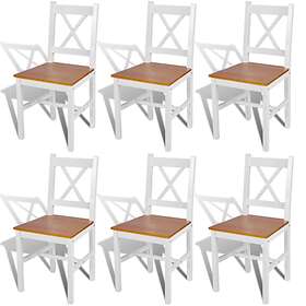 vidaXL Dining Chairs 6 pcs White Pinewood
