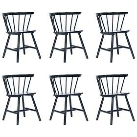 vidaXL Dining Chairs 6 pcs Black Solid Rubber Wood