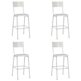 vidaXL Bar Chairs 4 pcs White Solid Plywood Steel