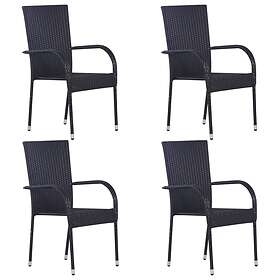 vidaXL Stackable Outdoor Chairs 4 pcs Poly Rattan Black