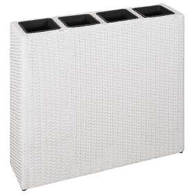 vidaXL Garden Raised Bed with 4 Pots Poly Rattan White