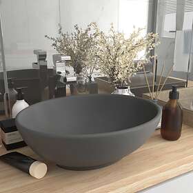 vidaXL Luxury Basin Oval-shaped Matt Dark Grey 40x33 cm Ceramic