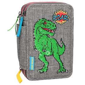 Depesche Dino World Sequins Trippel Pennfodral med Pennor