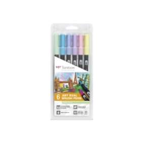 Tombow ABT Dual Brush Pastel Colors Penselpennor 6-pack