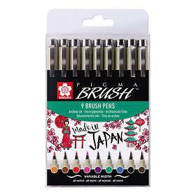 Sakura Pigma Archival Ink Brush Pens Penselpennor 9-pack