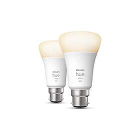 Philips Hue White 800lm 2700K B22 2-pack